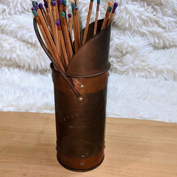 Vintage Copper & Brass Match Holder with Striker - Picture 6 of 8